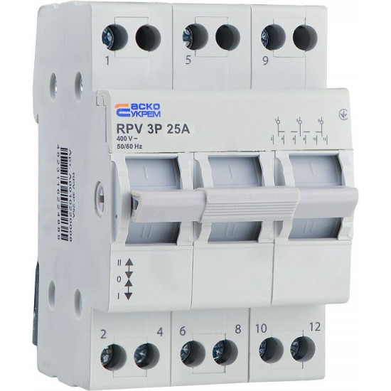 Вимикач-роз`єднувач Аско-Укрем (І-0-ІІ) RPV 3P 25A (A0010220008)
