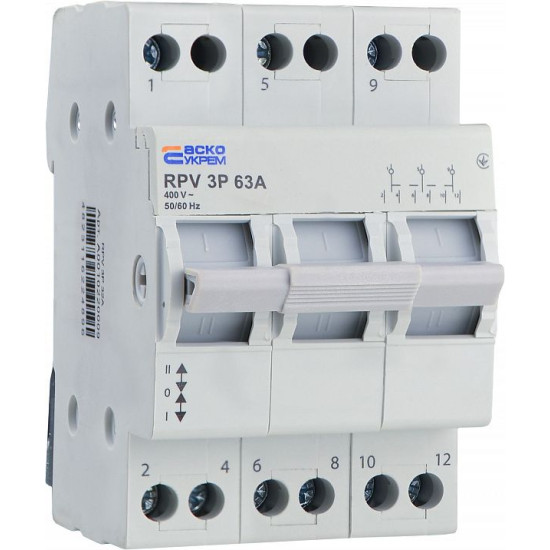 Вимикач-роз`єднувач Аско-Укрем (І-0-ІІ) RPV 3P 63A (A0010220011)
