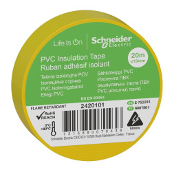 Ізоляційна стрічка Schneider Electric 2420101 19ммх20м жовта