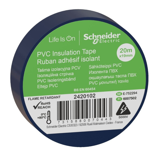 Ізоляційна стрічка Schneider Electric 2420102 19ммх20м синя