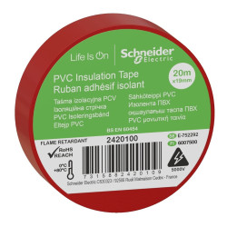 Ізоляційна стрічка Schneider Electric 2420100 19ммх20м червона