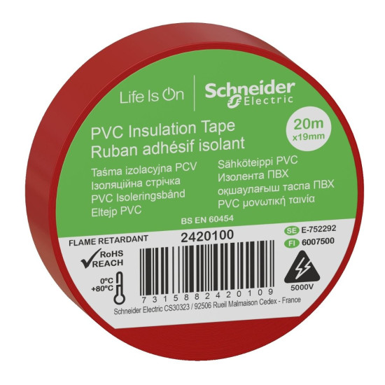 Ізоляційна стрічка Schneider Electric 2420100 19ммх20м червона