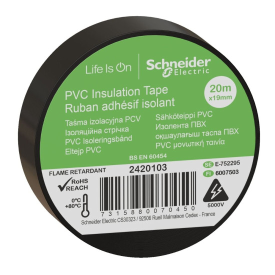 Ізоляційна стрічка Schneider Electric 2420103 19ммх20м чорна