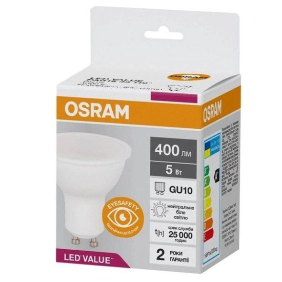 Світлодіодна лампа Osram LED PAR16 35 5Вт 230В GU10 10X1 UA (4058075689541)