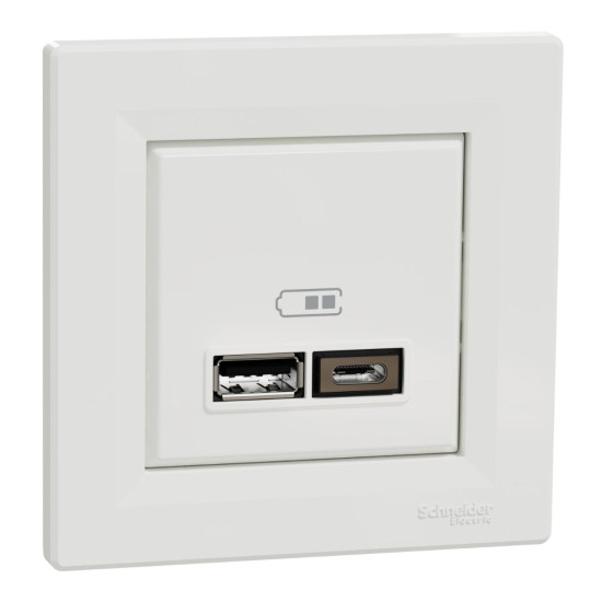 USB розетка Schneider Electric Asfora EPH2700321 USB/Type-C 2,4А біла