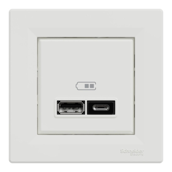 USB розетка Schneider Electric Asfora EPH2700321 USB/Type-C 2,4А біла