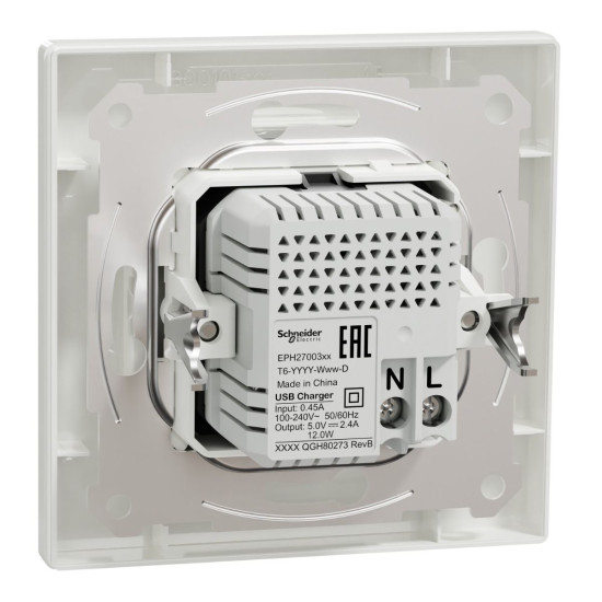 USB розетка Schneider Electric Asfora EPH2700321 USB/Type-C 2,4А біла