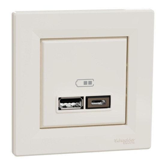 USB розетка Schneider Electric Asfora EPH2700323 USB/Type-C 2,4А крем