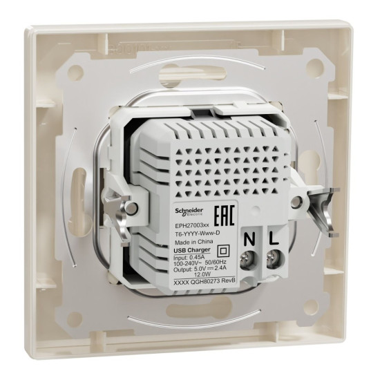 USB розетка Schneider Electric Asfora EPH2700323 USB/Type-C 2,4А крем