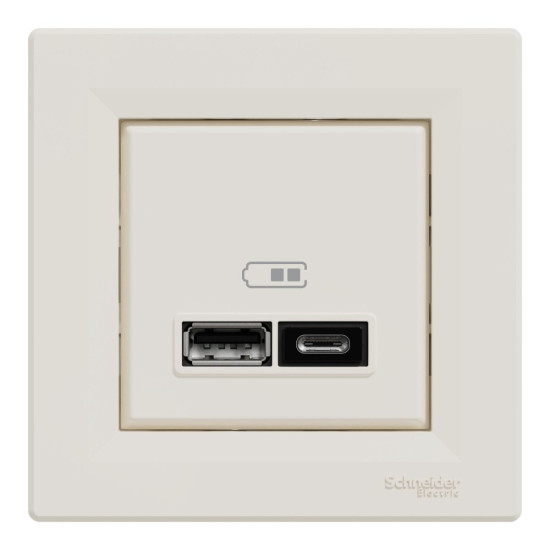 USB розетка Schneider Electric Asfora EPH2700323 USB/Type-C 2,4А крем