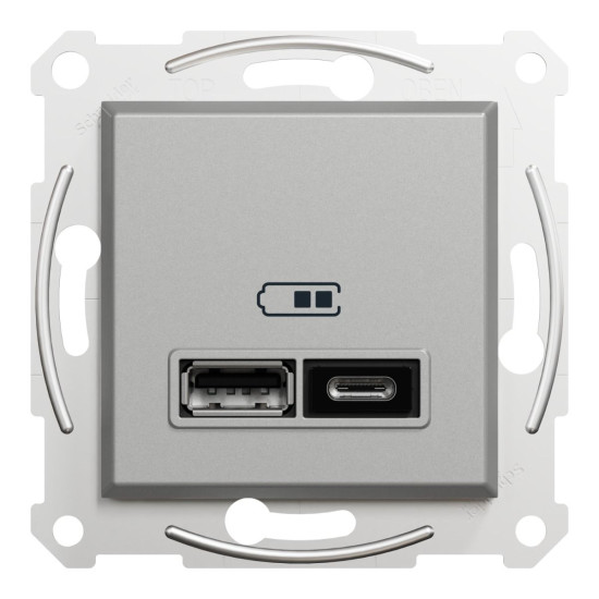 USB розетка Schneider Electric Asfora EPH2700361 USB/Type-C 2,4А алюміній
