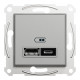 USB розетка Schneider Electric Asfora EPH2700361 USB/Type-C 2,4А алюміній