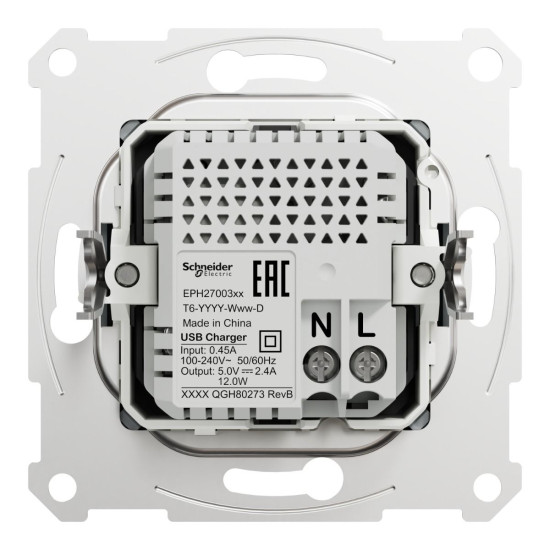 USB розетка Schneider Electric Asfora EPH2700362 USB/Type-C 2,4А сталь