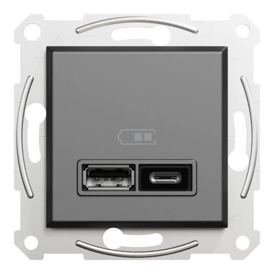 USB розетка Schneider Electric Asfora EPH2700371 USB/Type-C 2,4А антрацит