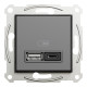 USB розетка Schneider Electric Asfora EPH2700471 USB/Type-C 3А 45Вт антрацит