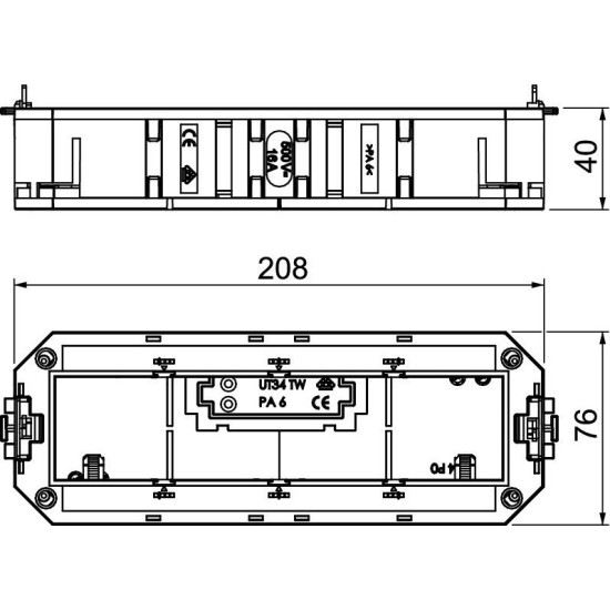 Супорт для підлогової коробки OBO Bettermann (7408727) UT4 під установку 4x modul45 L = 208мм для підлогової коробки