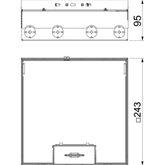 Розетковий люк OBO Bettermann (7427324) UDHOME9 12 постів 45x45 для покриття 15мм (h=95...125мм) 250x250x95мм без супортів (+ 3x UT4)