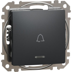 Кнопковий вимикач Schneider Electric Sedna Design & Elements з синьою підсвіткою чорний SDD114131L