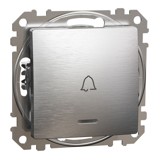 Кнопковий вимикач Schneider Electric Sedna Design & Elements з синьою підсвіткою матовий алюміній SDD170131L