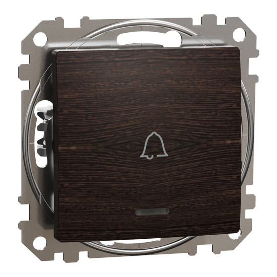 Кнопковий вимикач Schneider Electric Sedna Design & Elements з синьою підсвіткою венге SDD181131L