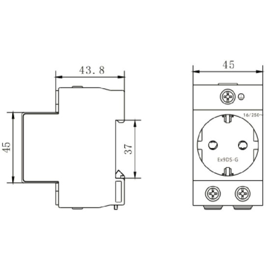 Розетка на DIN-рейку NOARK Ex9DS-G (106195)