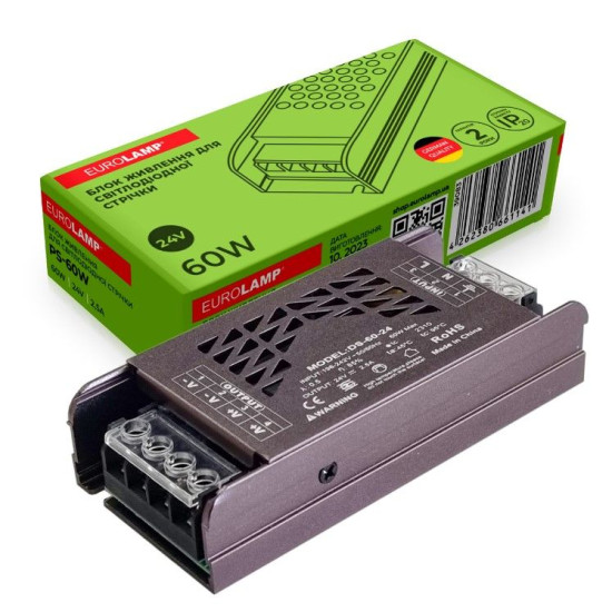 Блок живлення для світлодіодної стрічки Eurolamp 60Вт 24В 2,5A (PS-60W)