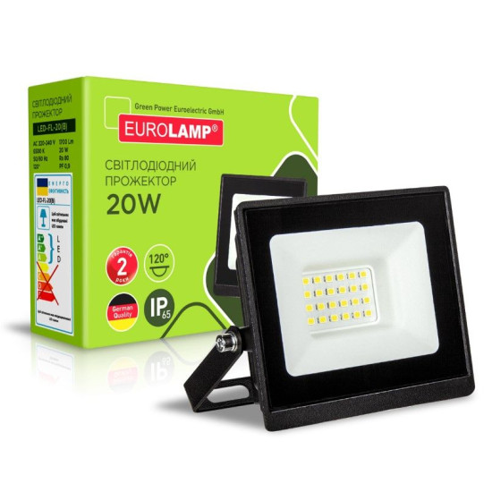 Прожектор з радіатором Eurolamp LED-FL-20(B) 20Вт 6500K