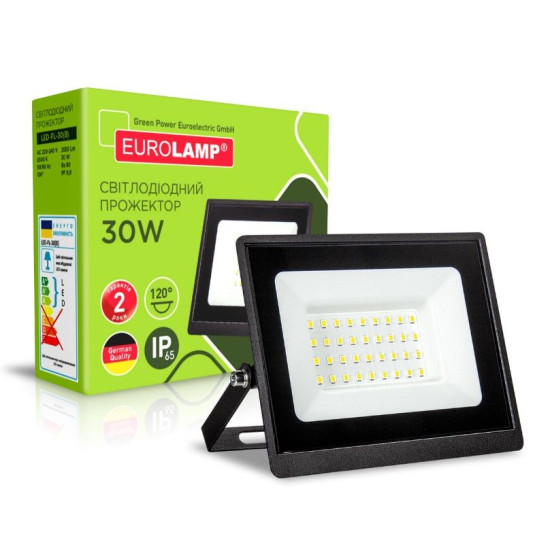 Прожектор з радіатором Eurolamp LED-FL-30(B) 30Вт 6500K