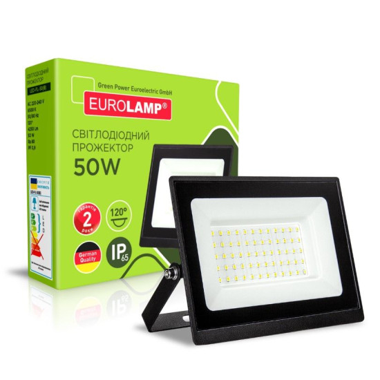 Прожектор з радіатором Eurolamp LED-FL-50(B) 50Вт 6500K