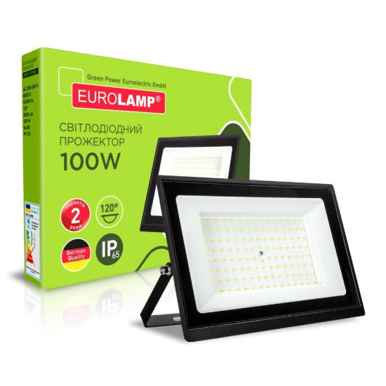 Прожектор з радіатором Eurolamp LED-FL-100(B) 100Вт 6500K