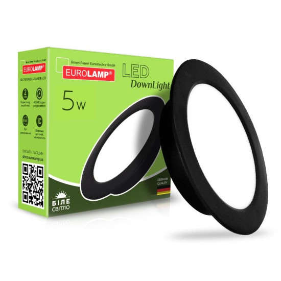 Круглий врізний світильник Eurolamp LED-DLR-5/4(new)(black) 5Вт 4000K