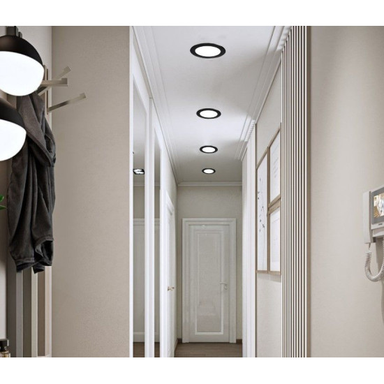 Круглий врізний світильник Eurolamp LED-DLR-5/4(new)(black) 5Вт 4000K