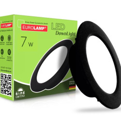 Круглий врізний світильник Eurolamp LED-DLR-7/4(new)(black) 7Вт 4000K
