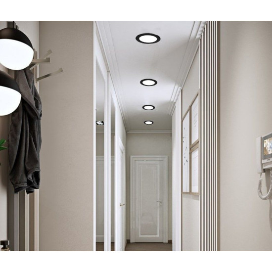 Круглий врізний світильник Eurolamp LED-DLR-7/4(new)(black) 7Вт 4000K