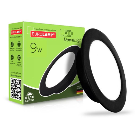 Круглий врізний світильник Eurolamp LED-DLR-9/4(new)(black) 9Вт 4000K