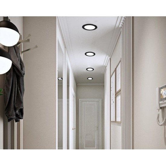 Круглий врізний світильник Eurolamp LED-DLR-9/4(new)(black) 9Вт 4000K