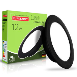 Круглий врізний світильник Eurolamp LED-DLR-12/4(new)(black) 12Вт 4000K