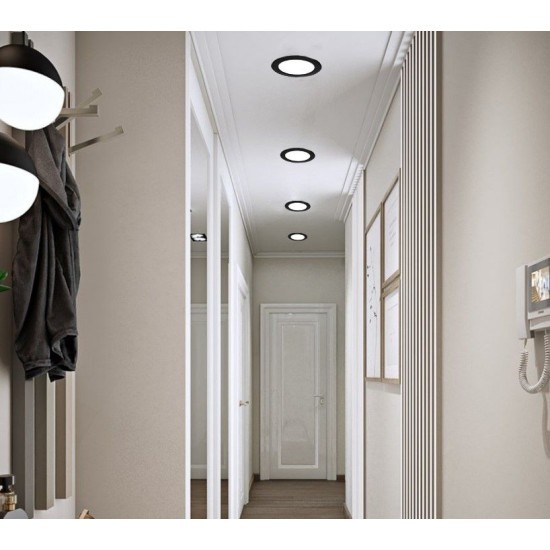 Круглий врізний світильник Eurolamp LED-DLR-12/4(new)(black) 12Вт 4000K