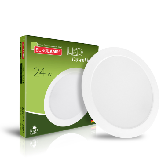 Круглий врізний світильник Eurolamp LED-DLR-24/4(new) 24Вт 4000K