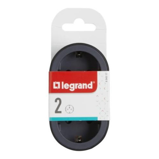 Блок на 2 фронтальні розетки Legrand стандарт чорний