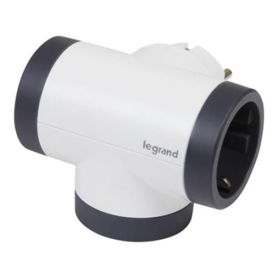 Поворотний блок «преміум» на 3 бічні розетки Legrand з USB A+C білий/чорний