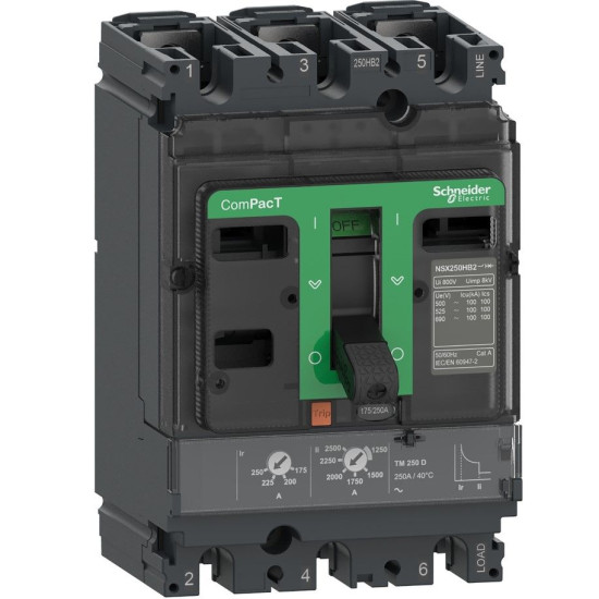 Автоматичний вимикач Schneider Electric C25F3TM250 3P3D 36кА 250А з розчіплювачем TMD AC