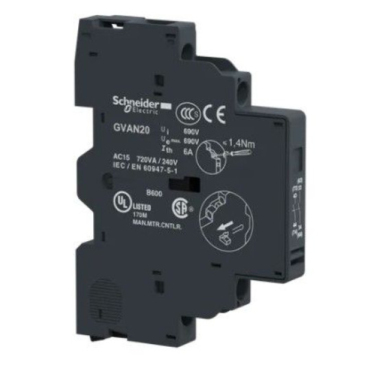 Блок допоміжних контактів миттєвої дії Schneider Electric GVAN20 для вимикача TeSyS Deca 2НВ
