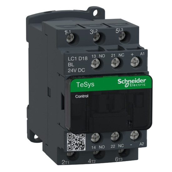 Контактор Schneider Electric LC1D18BL 3Р 18A НО+НЗ 24В DC (2,4Вт розширений)