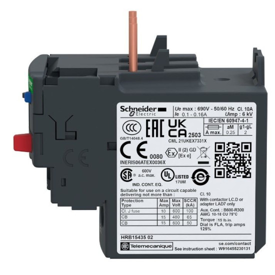 Теплове реле Schneider Electric LRD05 0,63-1A