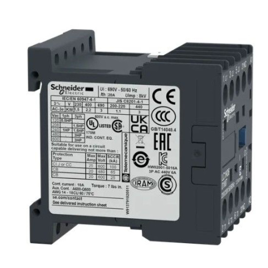 Контактор Schneider Electric TeSys K LC1K0601M7 3P 6A 220В