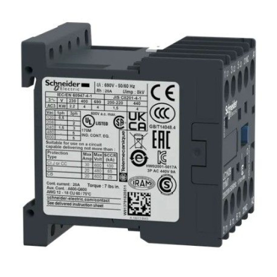 Контактор Schneider Electric TeSys K LC1K0901M7 3P 9A 220В