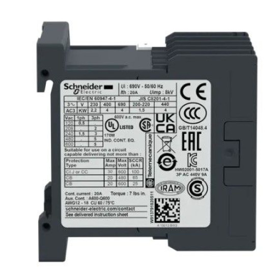 Контактор Schneider Electric TeSys K LC1K0910B7 3P 9A 24В