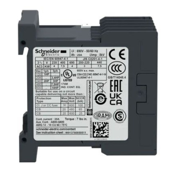 Контактор Schneider Electric TeSys K LC1K1601M7 3P 16A 220В