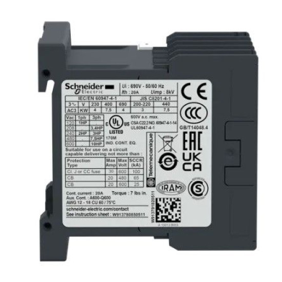 Контактор Schneider Electric TeSys K LC1K1610P7 3P 16A 230В
